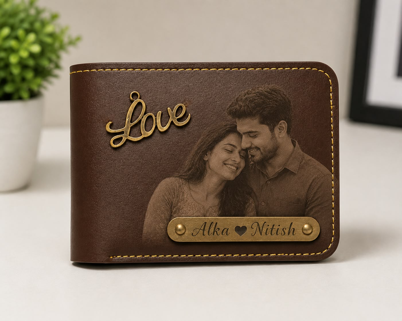 Customized Couple Photo Leather Wallet