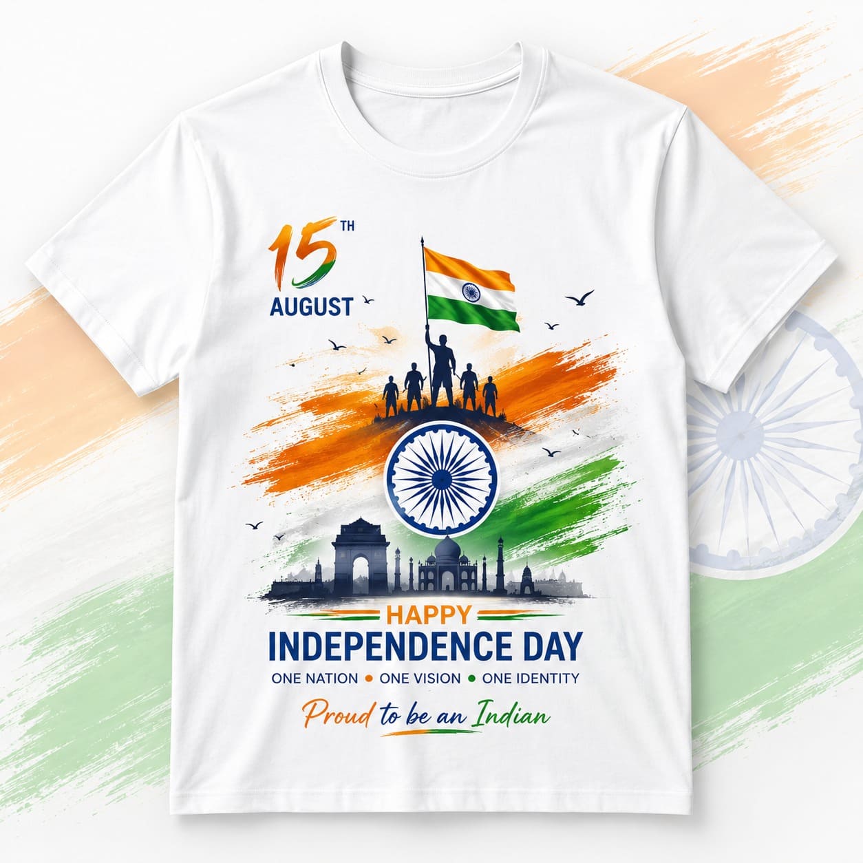 Premium Customized Independence Day T-Shirt – Personalized Round Neck Cotton T-Shirt