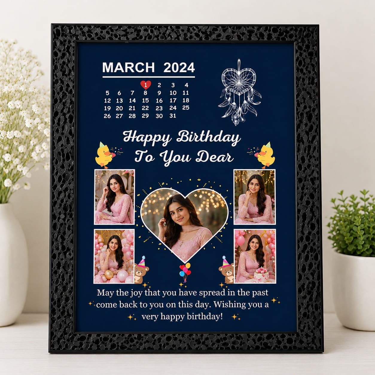 Custom Photo Frame with Name & Birthday Date