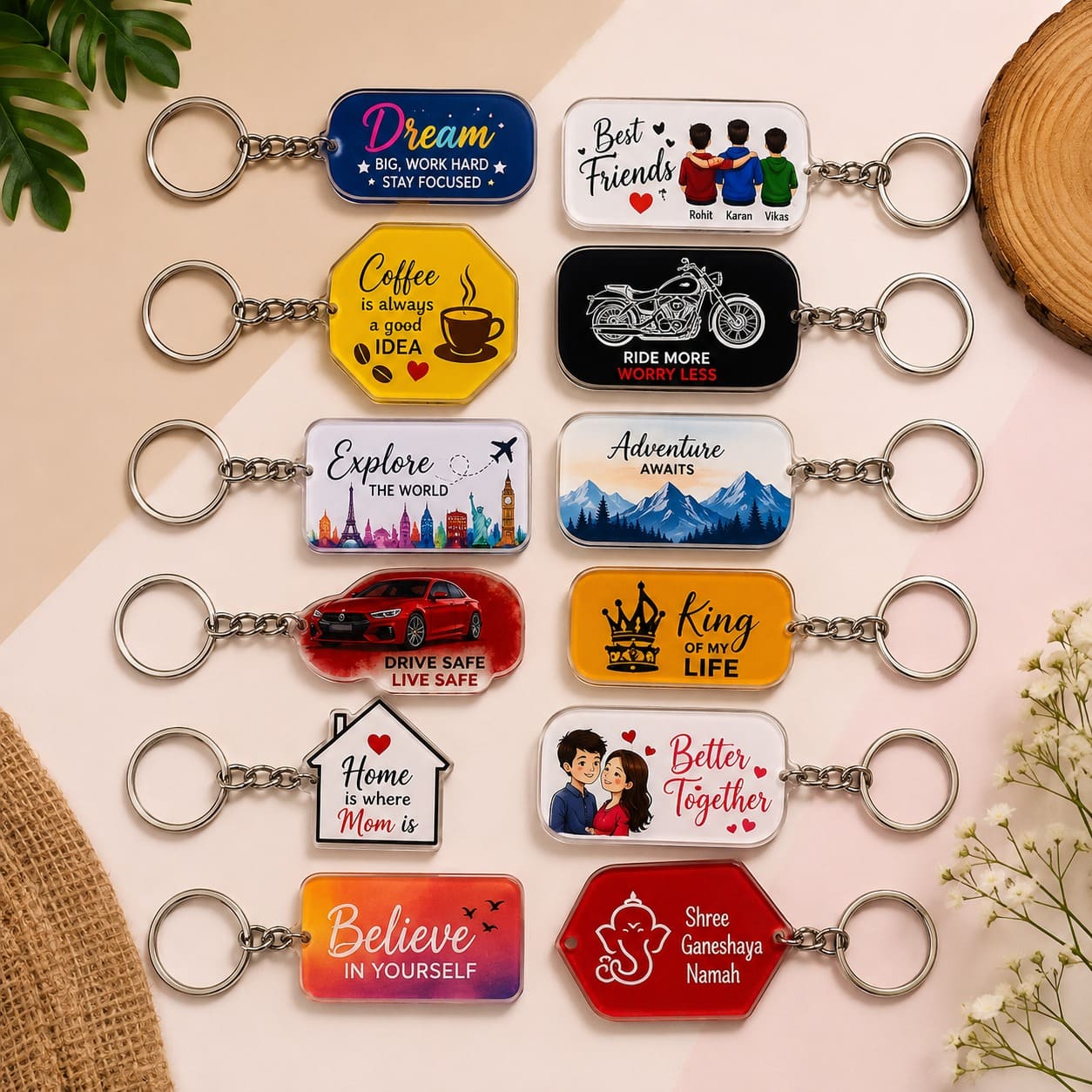 Personalized Acrylic Company Name Keychain