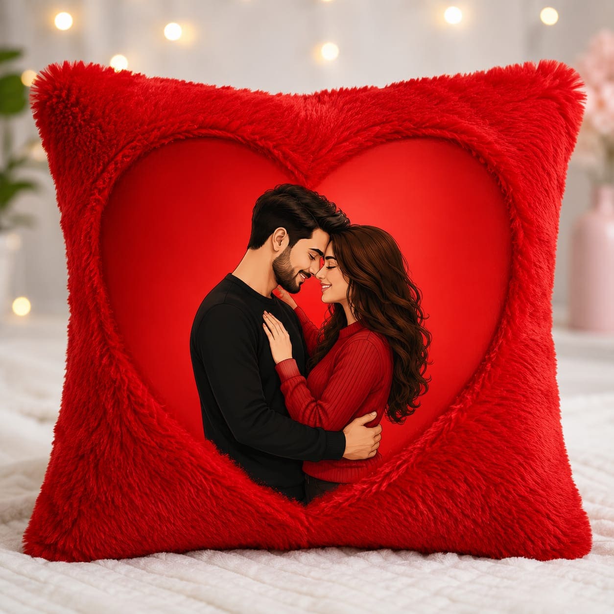 Heart Fur Cushion (Red)