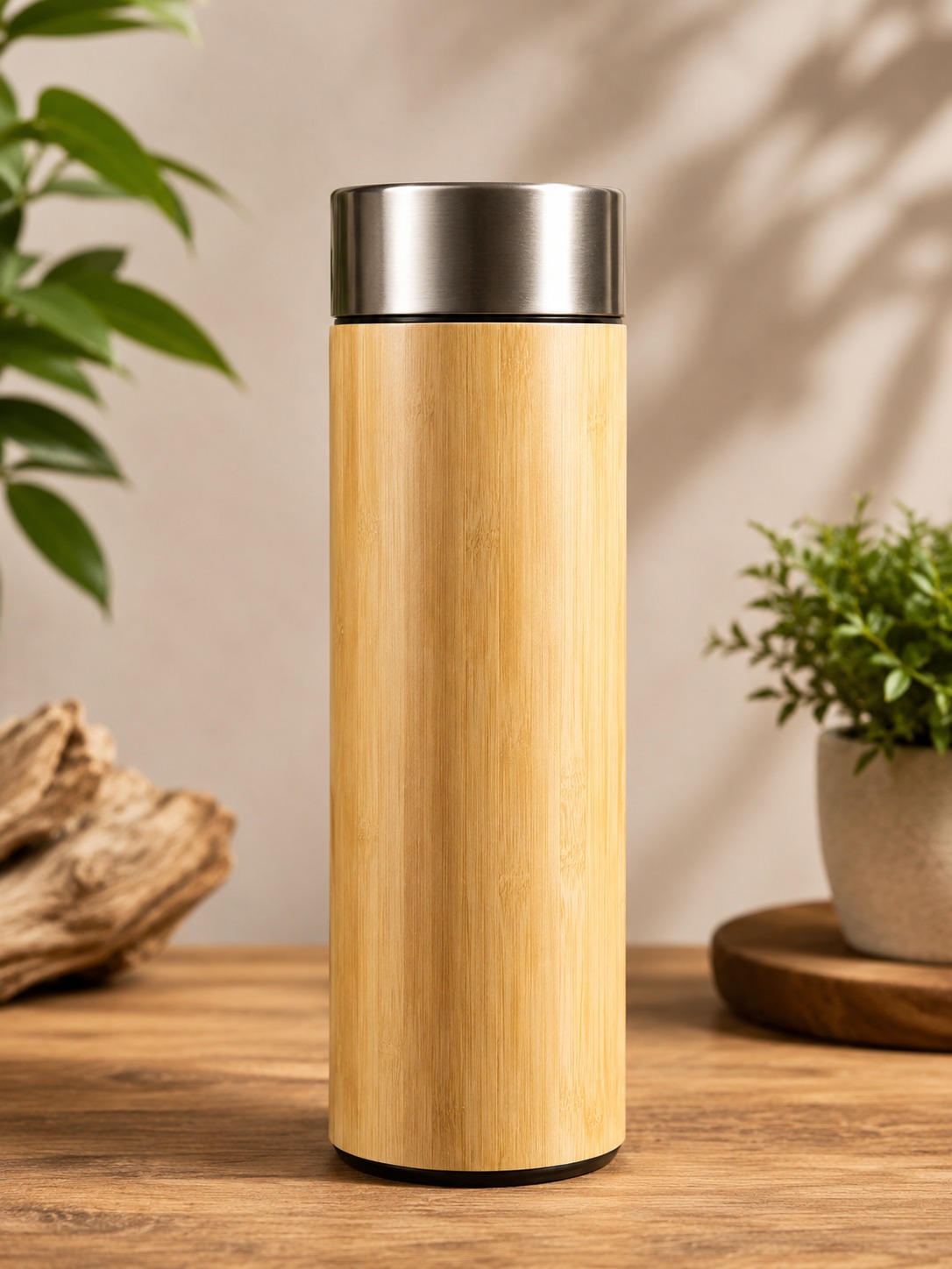 Bamboo Finish Stainless Steel Bottle