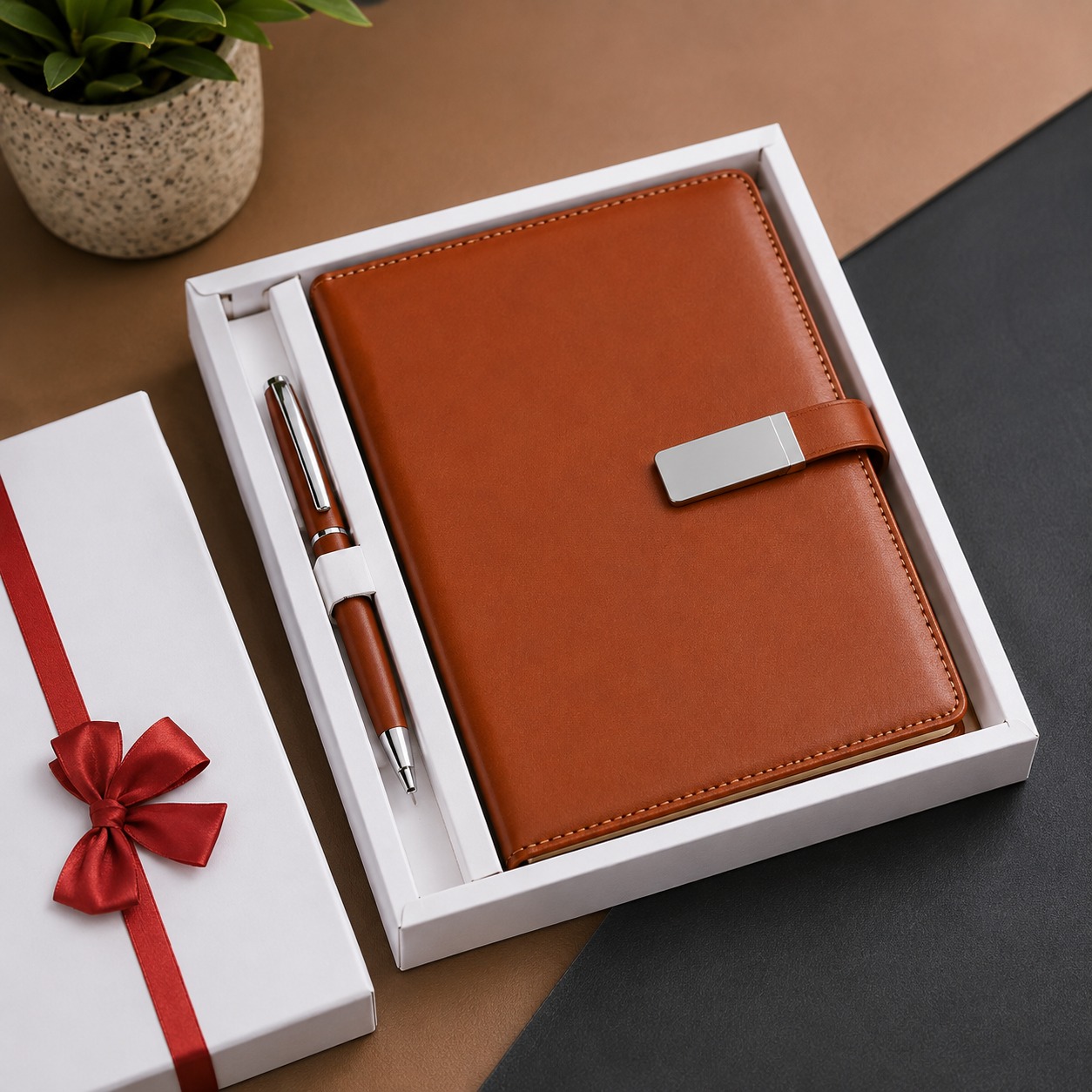 Premium Leather Diary & Pen Gift Set